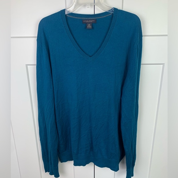 Banana Republic Mens XL Blue Luxury Blend Silk Cashmere V-Neck Sweater - Picture 1 of 6